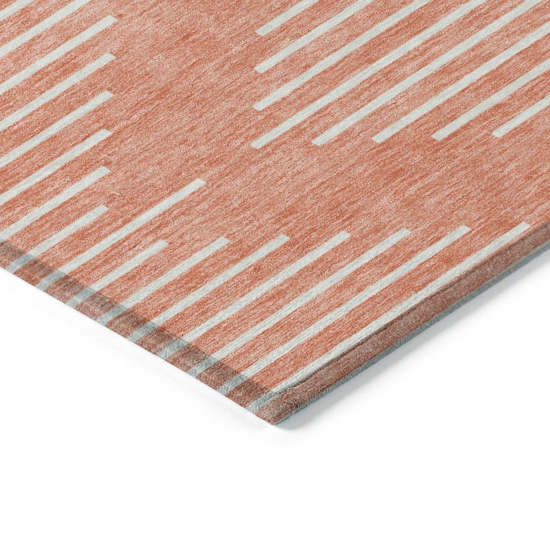 Machine Washable Indoor/ Outdoor Modern Stripe Chantille Rug