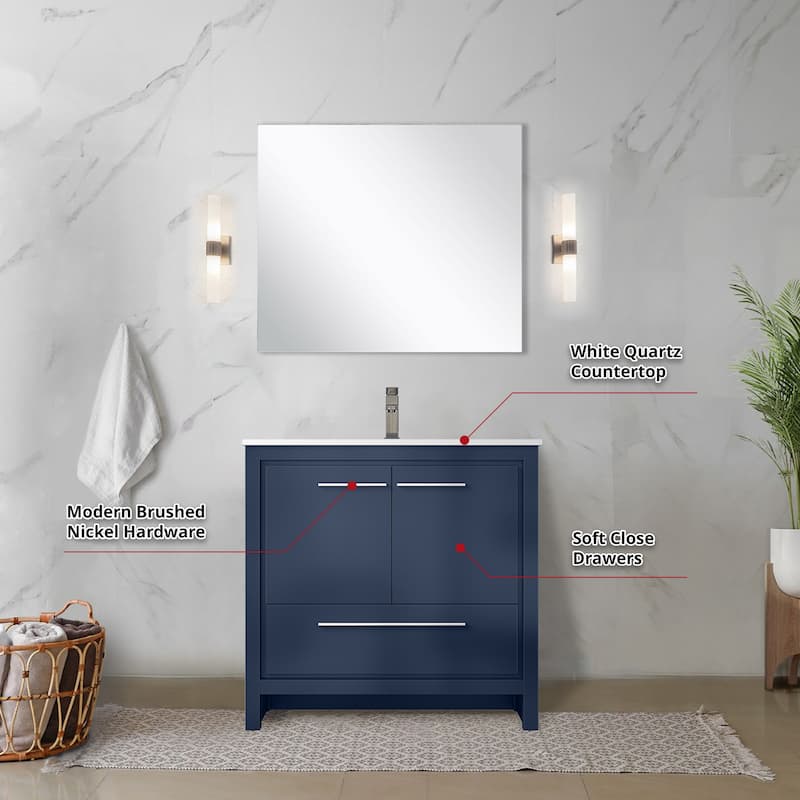 Lafarre Bath Vanity with Quartz Top, Sink, Mirror and Chrome Faucet