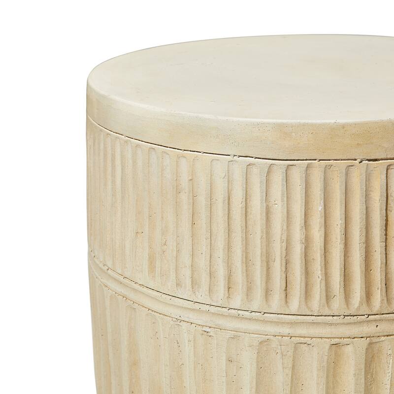 Glitzhome 18"H Modern MGO Faux Drum Garden Stool Plant Stand Accent Table
