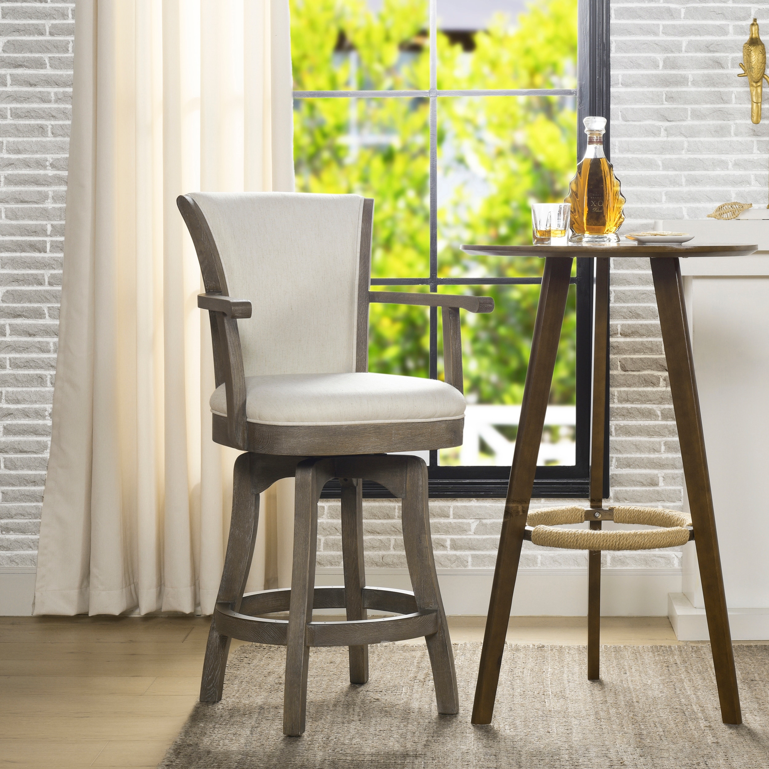 Williams Swivel Bar Stool with Solid Oak Frame