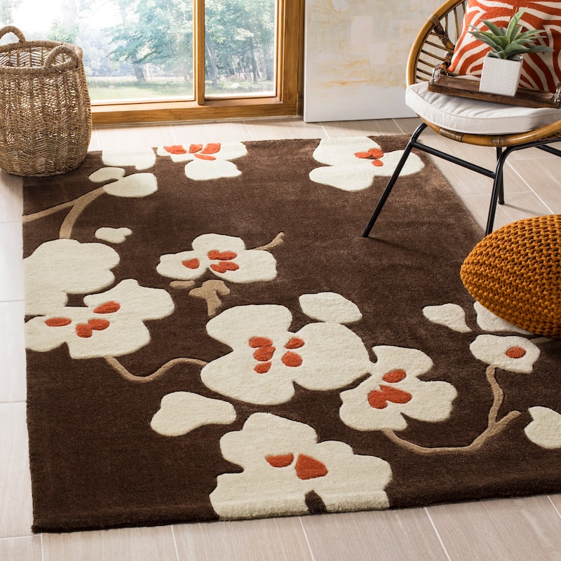 SAFAVIEH Handmade Modern Art Neguta Modern Polyester Rug - 5' x 8' - Brown/Ivory