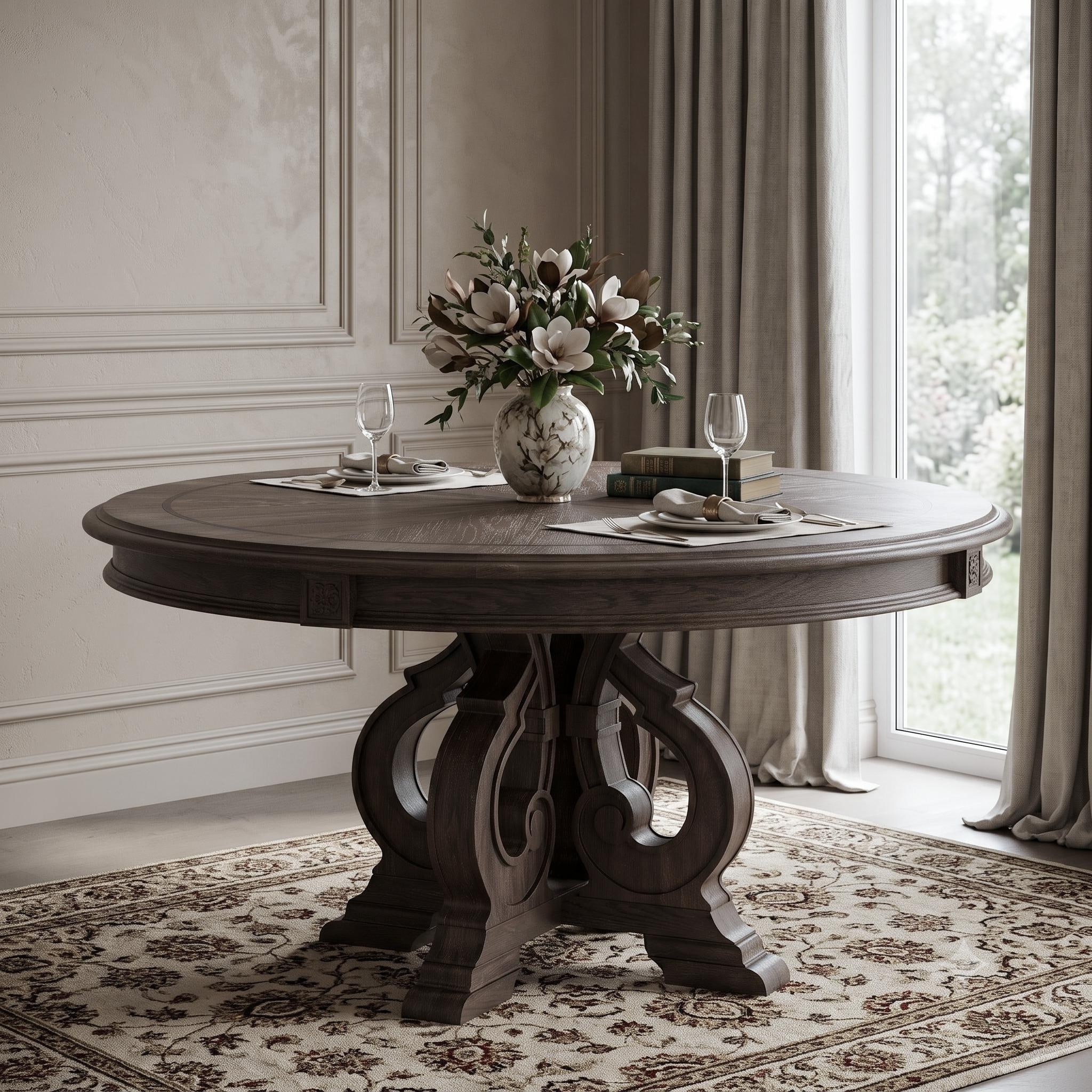 The Gray Barn Cornerways Rustic Brown 60-inch Wood Round Dining Table