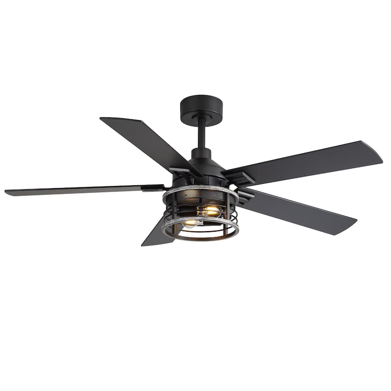 52-inch Reversible 5-Blade Caged Ceiling Fan with Light and Remote