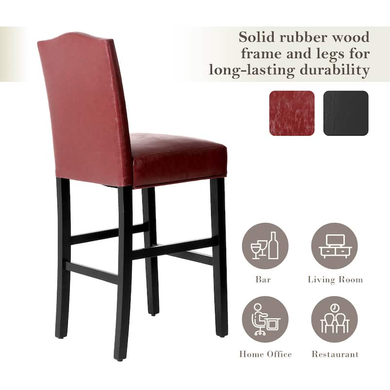 Glitzhome Set of 2 45"H PU Riveted Upholstered Bar Stools Pub Chairs