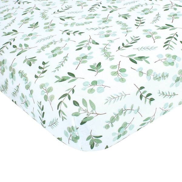 slide 1 of 1, Hudson Baby Infant Girl Cotton Fitted Crib Sheet, Eucalyptus, One Size - Eucalyptus - One Size One Size - Eucalyptus
