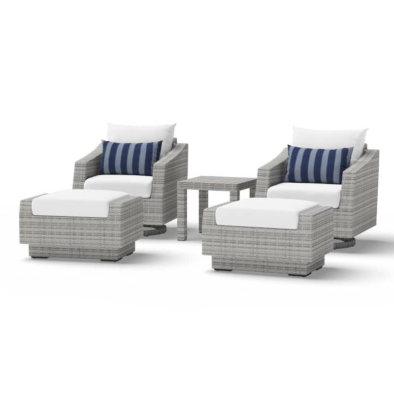 Cannes 5 Piece Aluminum Outdoor Motion Club & Ottoman Set