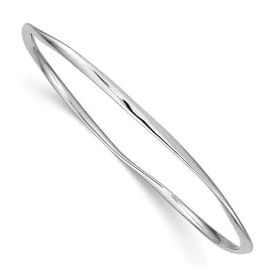 Curata 925 Sterling Silver 7" 2.25mm Solid Slip on Polished Bangle Bracelet
