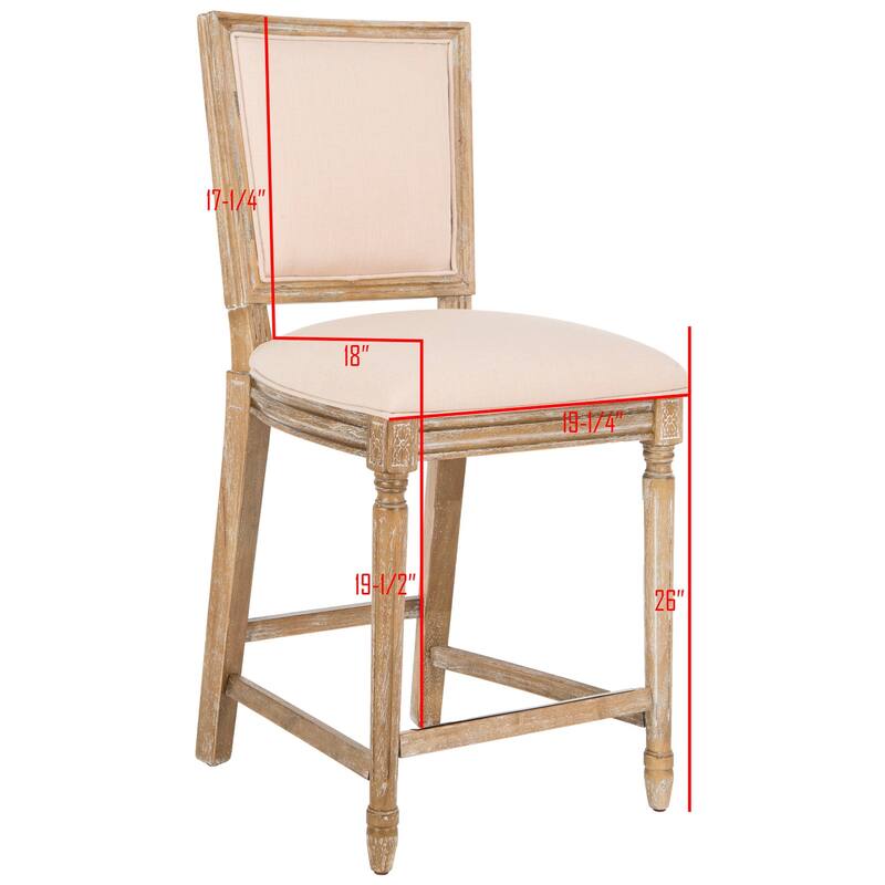SAFAVIEH Judyth -26 Inch Light Grey/ Cream Rectangular Counter Stool (Set of 2) - 19.3" x 23.5" x 43.3" - 19Wx24Dx43H