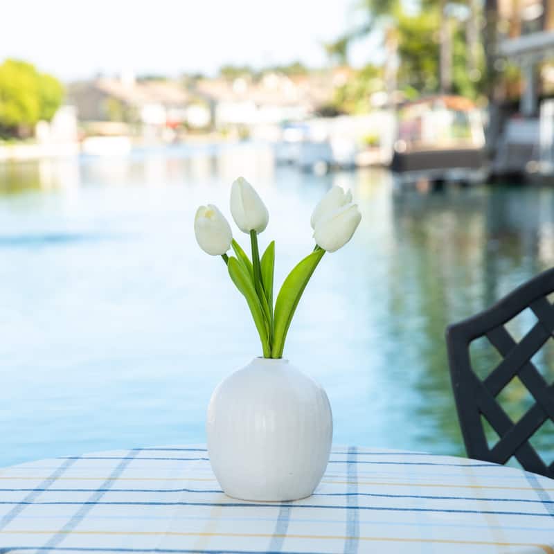 11.25"H 5 Real-touch Tulips in 5"H Vase - ONE-SIZE
