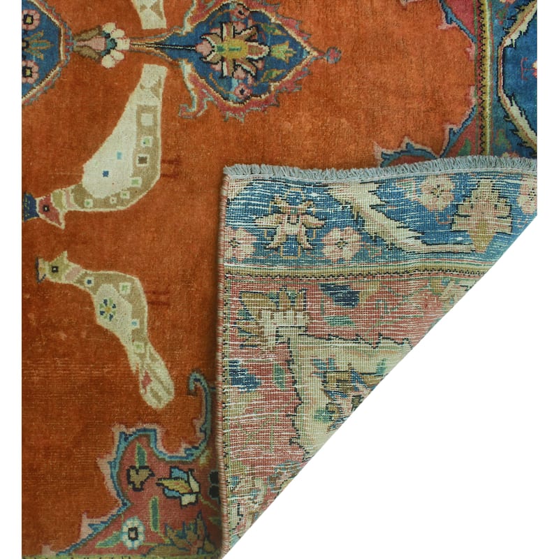 Fine Vintage Distressed Jamil Rust/Blue Rug - 4'1" x 6'3"