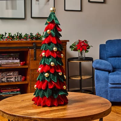 28" Velvet Loop Tree With Ornaments