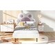 preview thumbnail 5 of 14, Pink Twin Platform Bed with Paw-Shaped Headboard and LED Lights