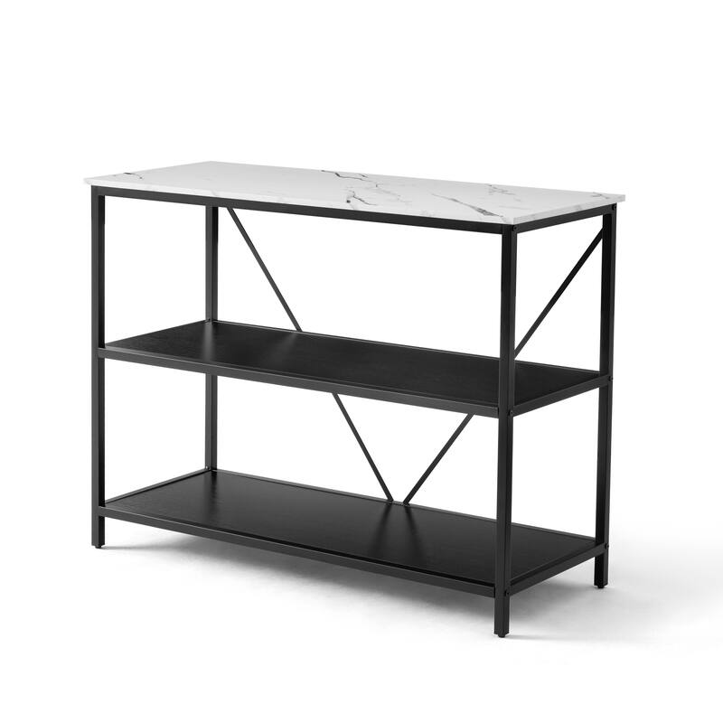 Modern Console Table with Marble-Inspired Top