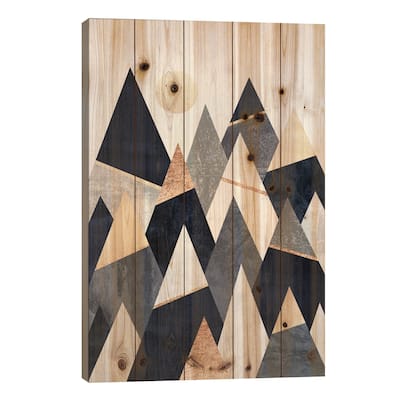 Fancy Mountains Print On Wood by Elisabeth Fredriksson - Multi-Color