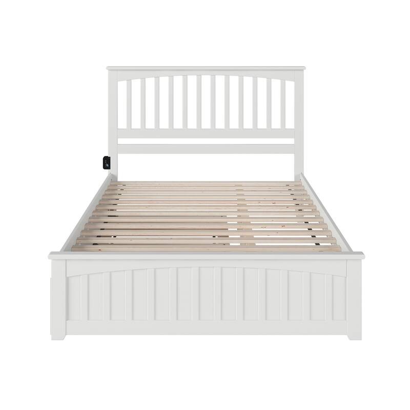 Mission Wood Platform Bed with Matching Footboard and Twin XL Trundle
