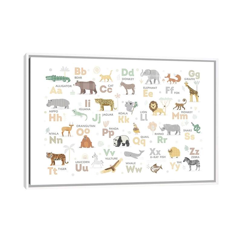 iCanvas "Safari Alphabet Nursery Decor" by PaperPaintPixels Framed Canvas Print - White - 18x26