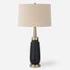 preview thumbnail 1 of 5, Uttermost Spyglass Black Wood Grain Table Lamp - 31"H,   Shade 10"H x 16"Dia.