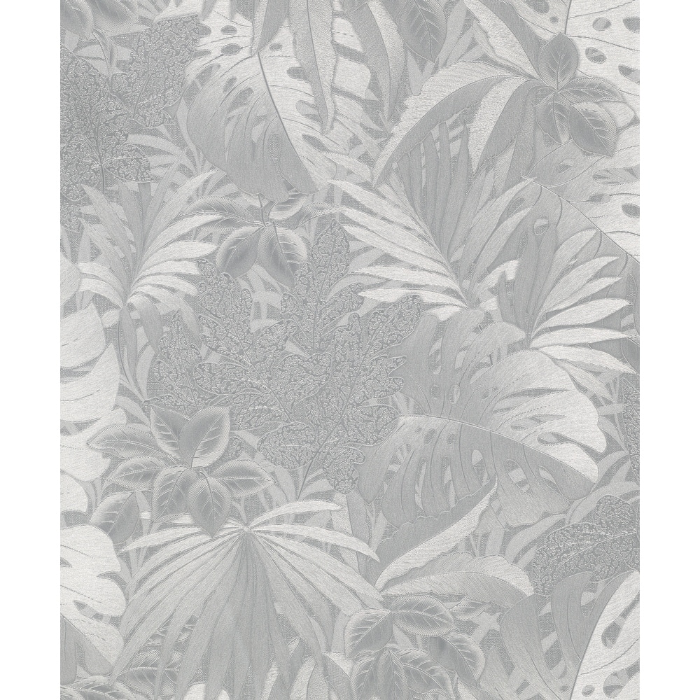 Galerie Wallcoverings Eden Collection Metallic Jungle Leaves Vinyl on Non-Woven Wallpaper Roll