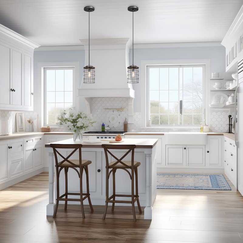 Modern Industrial 1-Light Cage Pendant Lights for Kitchen Island