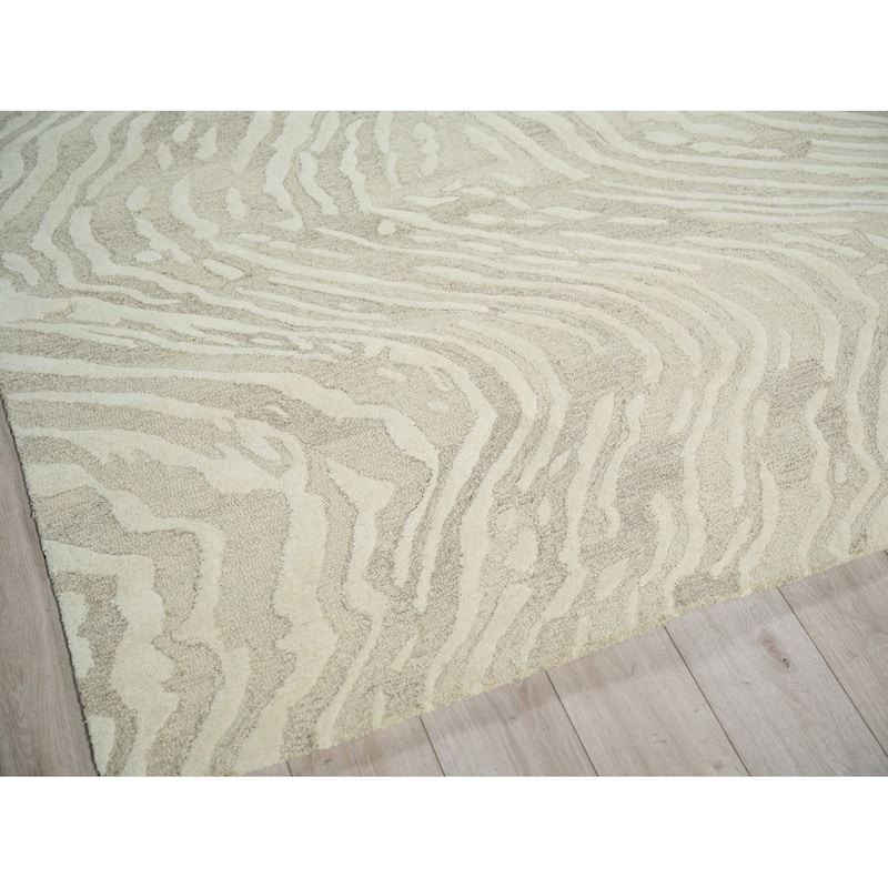 Entro Handmade New Zealand Wool Beige/Ivory Area Rug.