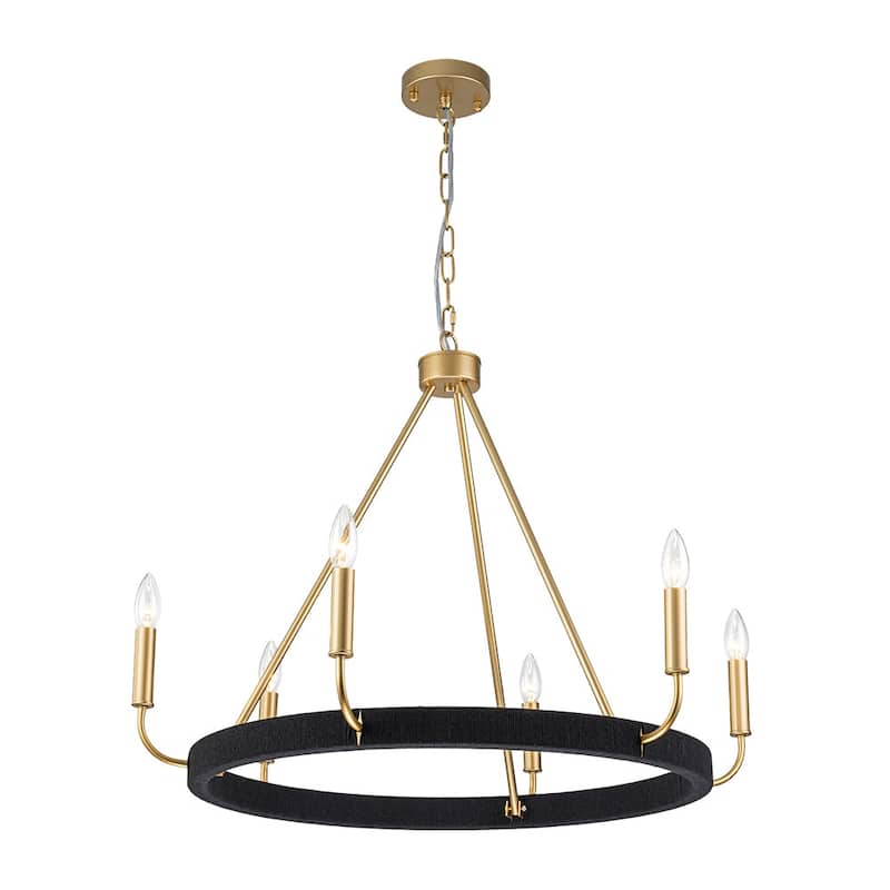 Modern Lodge 6-Light Candle-style Circular Chandelier - 30.1 in
