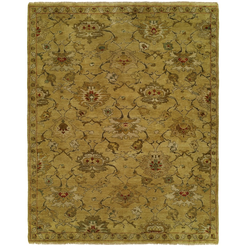 Transitional Beige Hand-Knotted Wool Area Rug - 4' x 6' - Beige