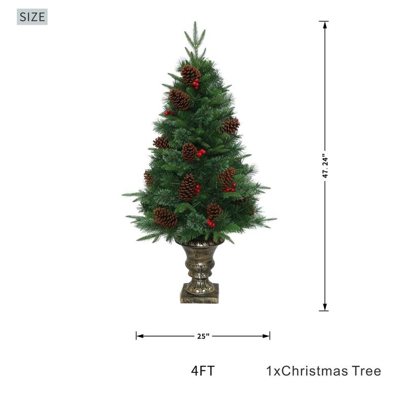 4FT Realistic-looking Compact Artificial Christmas Tree for Small Spaces