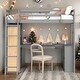 preview thumbnail 13 of 21, Twin Size Loft Bed With Ladder,Shelves and Desk for Home