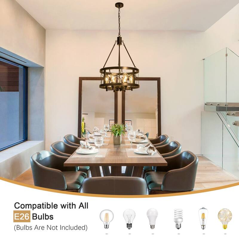 19.68-inch Retro Elegant 6-Light Metal Chandelier with Adjustable Height