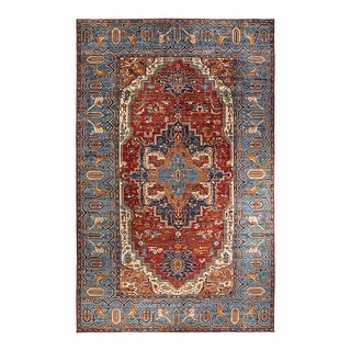 One-of-a-Kind Hand Knotted Serapi Traditional Wool Orange Area Rug 12' 1" x 19' 8" - 12' 1" x 19' 8"