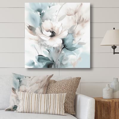 Designart "Delicate Grey Flowers I" Floral Canvas Prints