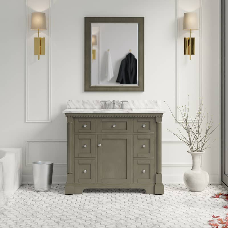 KitchenBathCollection Sydney 42" Bathroom Vanity with Carrara Marble Top