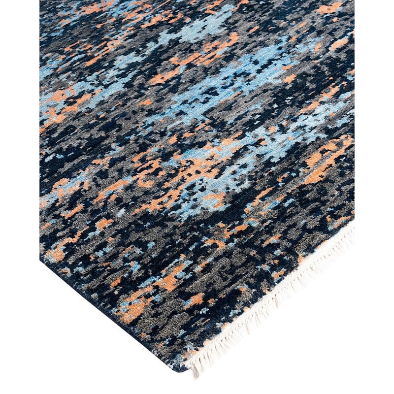 Ikat One-of-a-Kind Hand-Knotted Area Rug, Blue - 8' 2" x 10' 0"