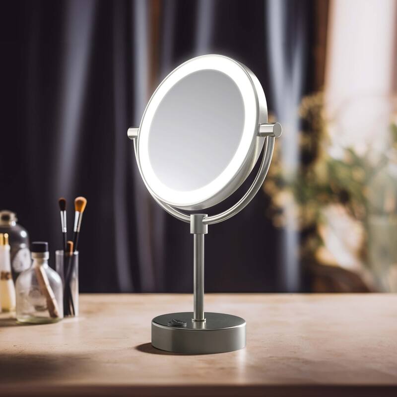 Circular LED Free Standing Magnifying Make Up Mirror