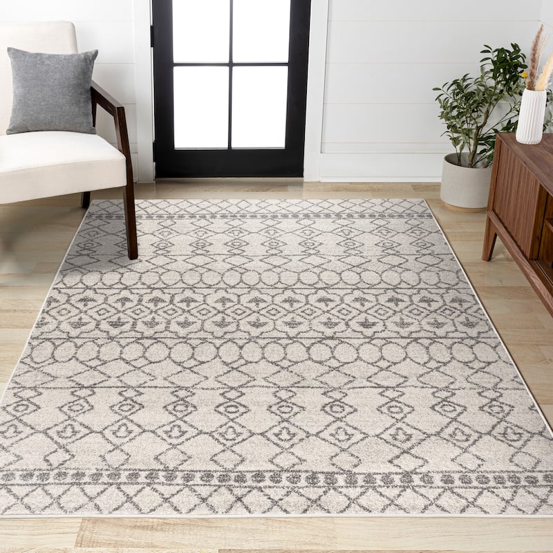 JONATHAN Y Ziri Moroccan Beni Souk Area Rug - 2 X 8 - Cream/Gray