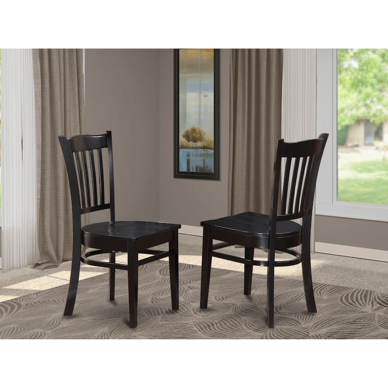East West Furniture Groton Dining Chairs - Slat Back Wooden Seat Chairs, Set of 2, (Finish Options) - GRC-BLK-W