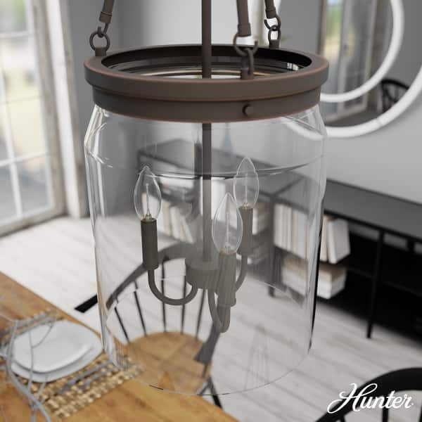 slide 2 of 12, Hunter Devon Park 3-Light Pendant - Kitchen Island, Dining Room, Entry - Farmhouse, Rustic, Transitional Onyx Bengal