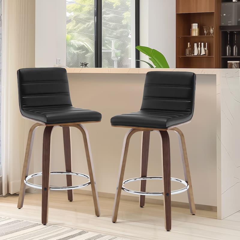26"/29" Faux Leather Swivel Bar/Counter Stools, Set of 2/3 - Set of 2 - Black - Counter Height