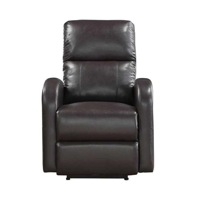 Rica 38 Inch Power Recliner Chair, Plush Brown Faux Leather, Foam Cushions
