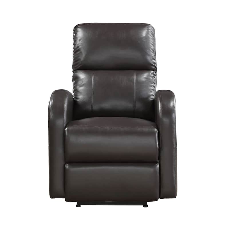 Rica 38 Inch Power Recliner Chair, Plush Gray Faux Leather, Foam Cushions