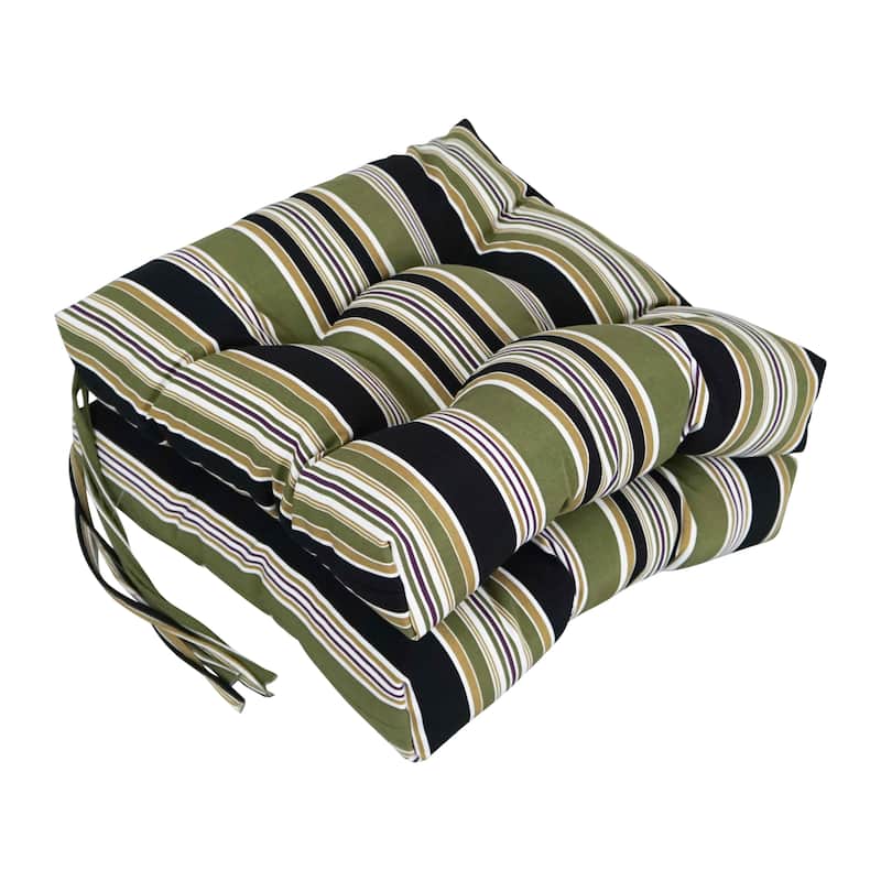 16-inch Square Tufted Indoor/Outdoor Chair Cushions (Set of 2) - 16" - Eastbay Onyx