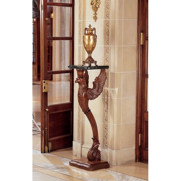 Design Toscano The Griffin of Hanover Pedestal with Marble Top - 17 x 14 x 47