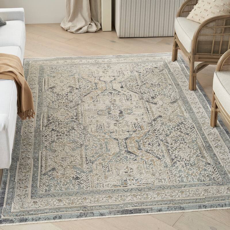 Nourison Nyle Vintage Persian Medallion Boho Area Rug - 5' 3" x 7' 10" - Ivory Charcoal