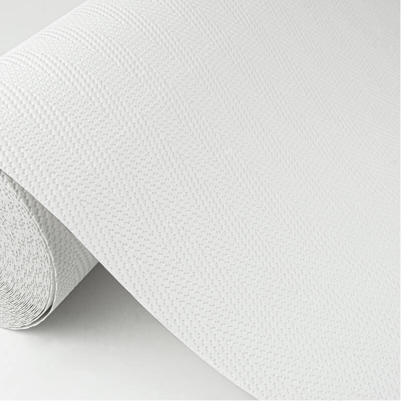 Brewster Ernst White Chevron Stripe Paintable Wallpaper - 396in x 20.9in x 0.025in