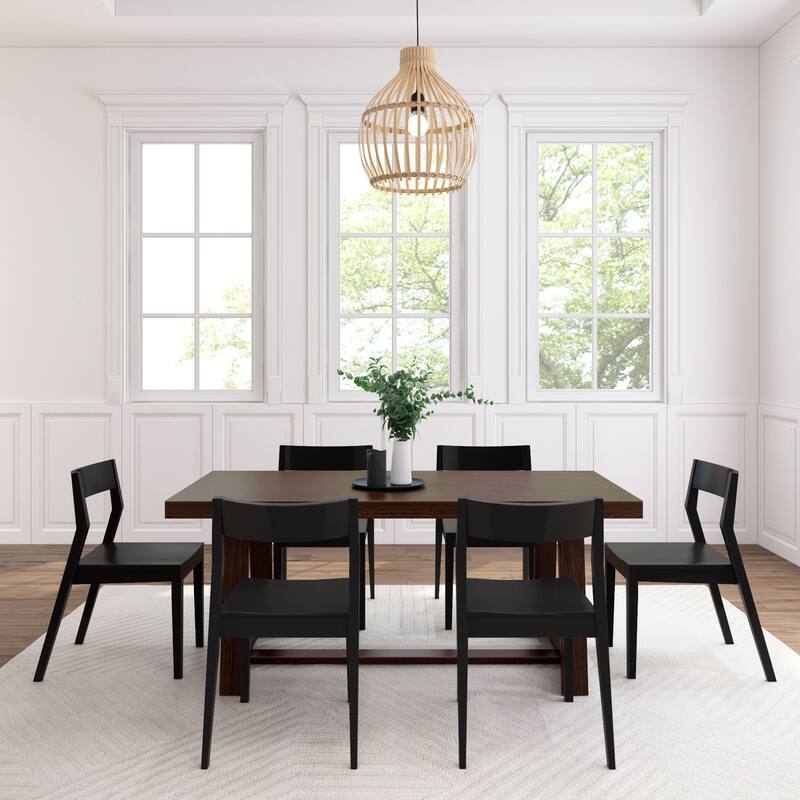 Plank and Beam 72" Classic Solid Wood Table and Chairs Dining Set