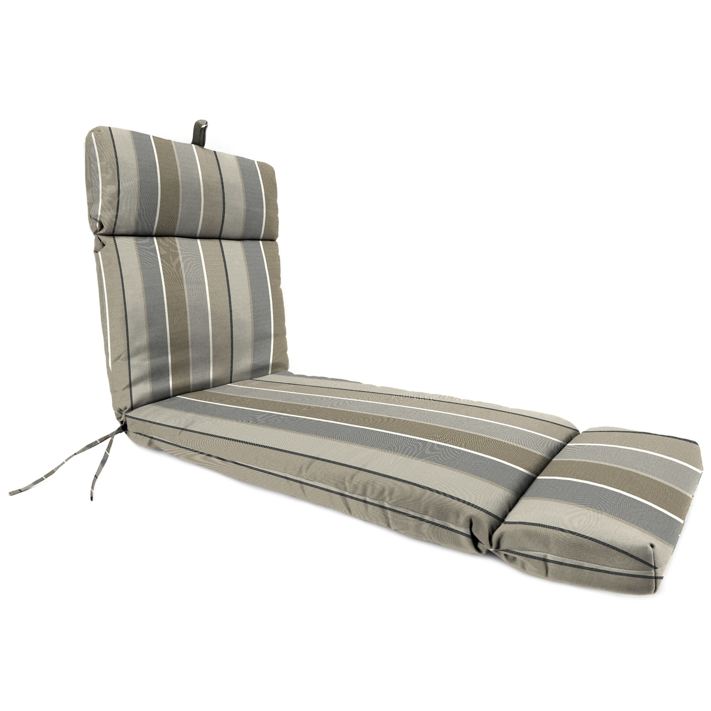 Sunbrella 72" x 22" Gray Stripe Outdoor Chaise Lounge Cushion with Ties and Loop - 72'' L x 22'' W x 3.5'' H