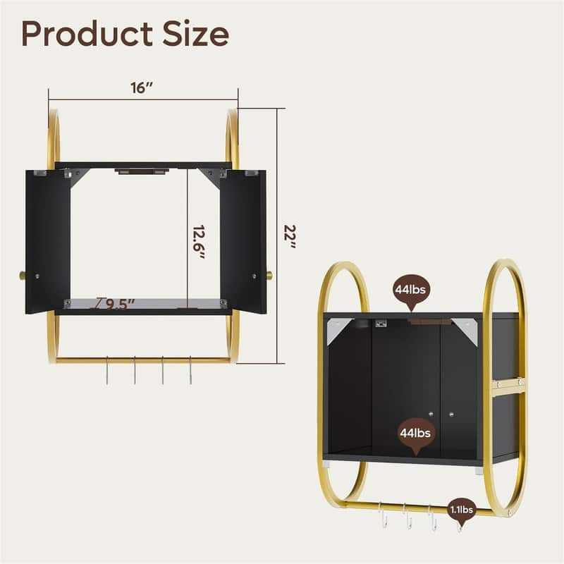 Over The Toilet Storage - 9.5"D x 16"W x 22"H