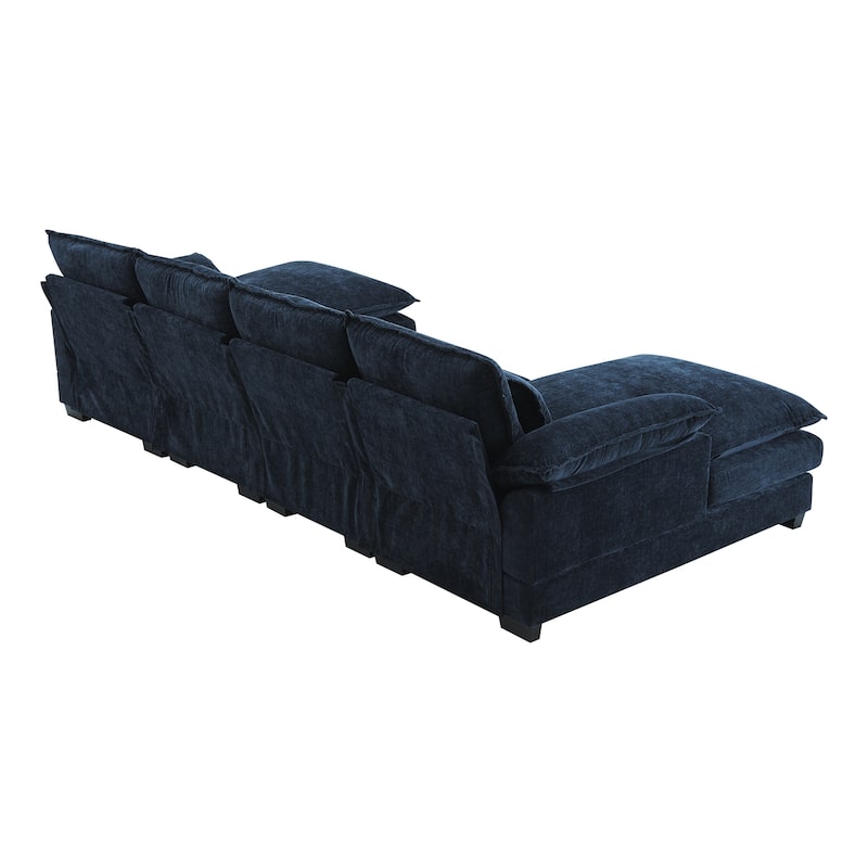 Modern Modular U-shaped Sectional Sofa, Chenille Cloud Couch Set