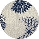 preview thumbnail 51 of 112, Nourison Aloha Floral Modern, Indoor/Outdoor Area Rug 5'3" x Round - Ivory/Navy Blue
