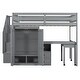 preview thumbnail 16 of 18, Full Size Loft Bed with Stairs, Bookshelf, Drawers, Desk & Wardrobe - Multifunctional Furniture for Kids & Teens